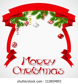 Merry Christmas vector background with glossy balls.