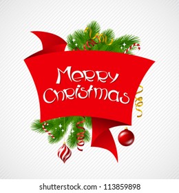 Merry Christmas vector background with glossy balls.
