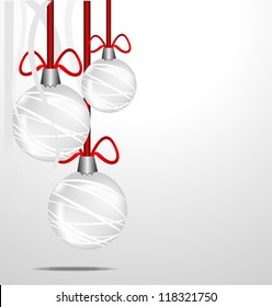 Merry Christmas vector background with glossy balls.