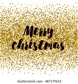 Merry christmas. Vector background with gold glitter. Gold sparkle vector card. Template for your design, invitation, logos, web, card, gift, vip, voucher, certificate.