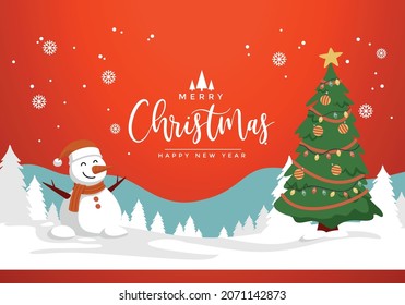 Merry Christmas Vector Background With Snow
