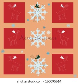 Frohe Weihnachten. Vektorhintergrund mit Schneeflocken und Rentieren.