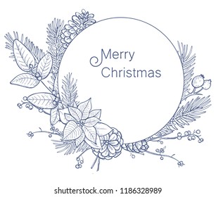Merry Christmas - vector backgrounds invitation in outline style