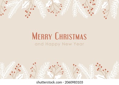Merry Christmas vector banner with decorative borders. Festive winter season background.