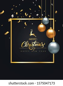 Merry Christmas vector banner design black background color vector illustraton 