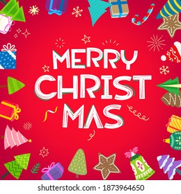 Feliz Natal vetor banner com elementos doodle