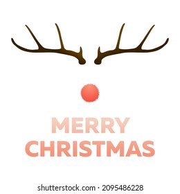Merry Christmas vector banner with reindeer antlers isolated on the white, eps 10