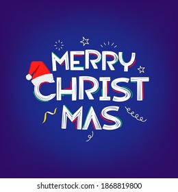 Merry Christmas vector banner with Santas hat
