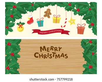 Merry christmas vector banner set
