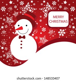 Merry Christmas vector banner with snowman