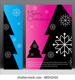 Merry Christmas vector banner vertical set