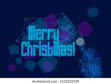 merry christmas, vector beautiful greeting card or label with technology theme.