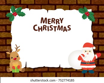 Merry Christmas vector brick frame