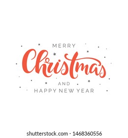 Merry Christmas vector brush calligraphy. Handwritten Christmas typography print for flyer, poster, card, banner. Handwritten decorative design element.