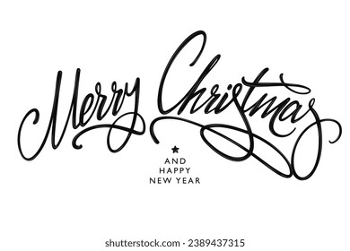 Merry Navidad vectorial cepillo con letras dibujadas a mano