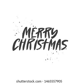 Merry Christmas vector brush lettering. Handwritten Christmas typography print Hand drawn decorative design element.