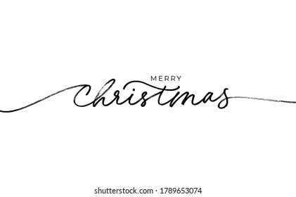 Merry Christmas vector brush lettering  Hand drawn modern brush calligraphy isolated white background  Christmas vector ink illustration  Creative typography for Holiday greeting cards  banner