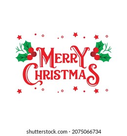 Merry Christmas vector brush lettering. Hand drawn modern brush calligraphy isolated on white background. Christmas vector ink illustration. Creative typography for Holiday greeting cards, lettering