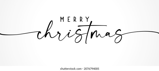 Merry Christmas vector brush lettering phrase. Hand drawn modern calligraphy isolated on white background. Christmas vector ink illustration. Creative typography for holiday greeting cards, banner