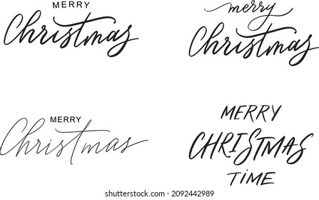 Merry Christmas vector brush lettering.  Christmas vector illustration. Lettering for greeting cards.
