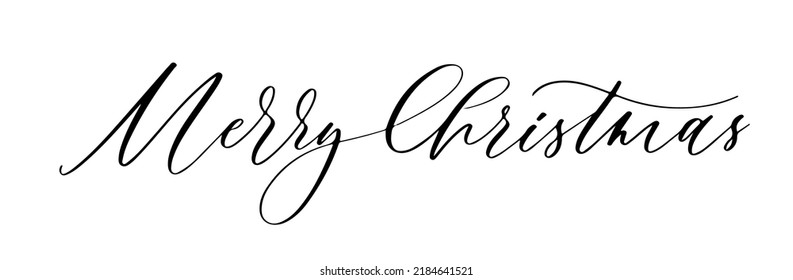 Merry Christmas vector brush lettering. Hand drawn modern brush calligraphy isolated on white background.