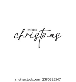 Merry Christmas vector brush lettering. Hand drawn modern calligraphy isolated on white background. Christmas vector  illustration. Creative typography for Holiday greeting cards, banner