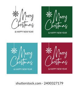 Merry Christmas vector brush lettering in four different colors.