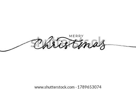 Merry Christmas vector brush lettering. Hand drawn modern brush calligraphy isolated on white background. Christmas vector ink illustration. Creative typography for Holiday greeting cards, banner 商業照片 © 