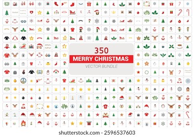 Merry Christmas Vector Bundle – Holiday, Festive, Santa, Snow, Gifts, Decorations, 