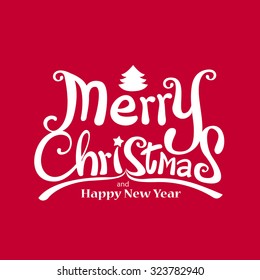 Merry Christmas Vector Calligraphic free hand write on red background vector illustration eps10