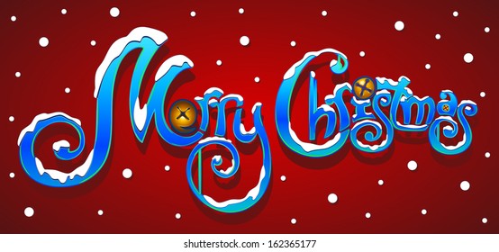 Merry Christmas Vector Calligraphic Lettering.   Handmade calligraphy
