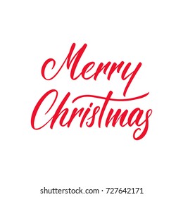 Merry Christmas. Vector calligraphic lettering design for Holiday greeting poster. Calligraphy font style banner