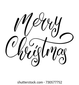 Merry Christmas. Vector calligraphic lettering design for Holiday greeting poster. Calligraphy font style banner Merry Christmas.