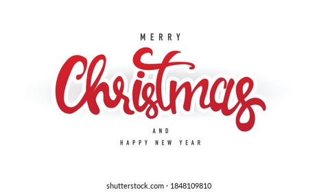 Merry Christmas vector Calligraphic ,Red hand lettering inscription to winter holiday on isolated white background,Vector illustration EPS 10