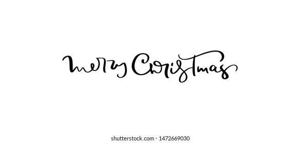 Merry Christmas vector Calligraphic text. Lettering design card template. Creative typography for Holiday Greeting Gift Poster. Calligraphy Font style Banner