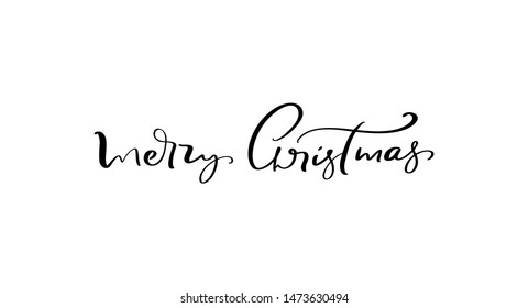 Merry Christmas vector Calligraphic text. Lettering design card template. Creative typography for Holiday Greeting Gift Poster. Calligraphy Font style Banner