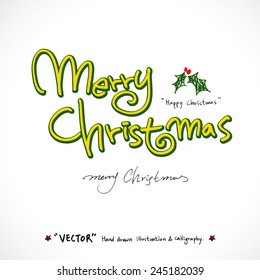 merry christmas /  vector - calligraphy