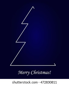 Merry Christmas, vector card. Blue background.