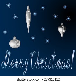 Merry Christmas vector card created by bush gradient mesh with note hand made.