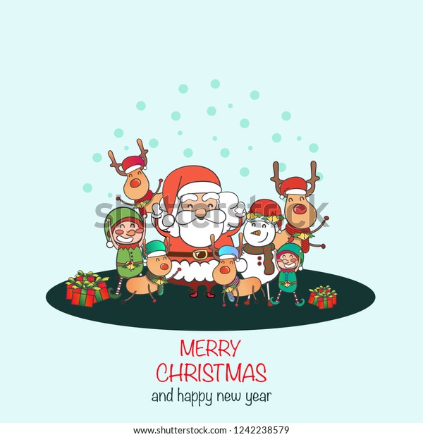 Merry Christmas Vector Card Funny Christmas Stock Vector Royalty Free 1242238579