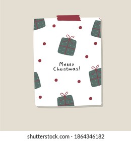 Merry Christmas vector card. Happy winter Holidays