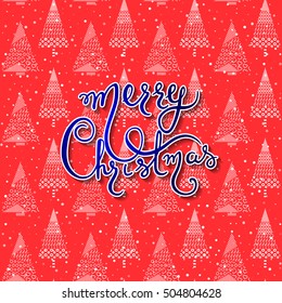 Merry Christmas vector card with inscription about Christmas