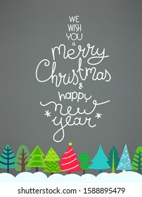 Merry Christmas vector composition. Cartoon style flat illustration
