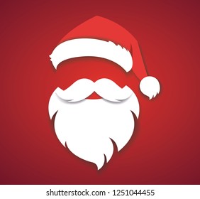 merry christmas vector concept red with christmas hat and santa white beard illustration eps10