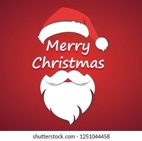 merry christmas vector concept red with christmas hat and santa white beard illustration eps10