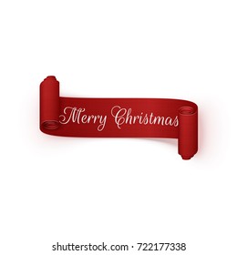 Merry Christmas vector curved red Ribbon