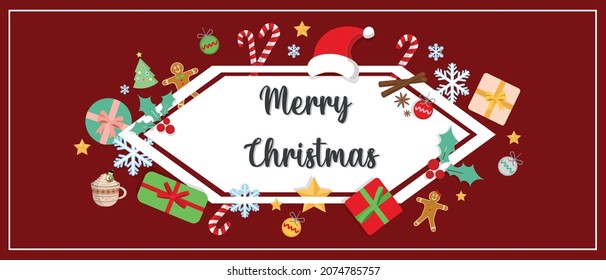 Merry Christmas Vector Decorative Greeting Card. Vector Banner Design for New Year 2022 and Christmas. 