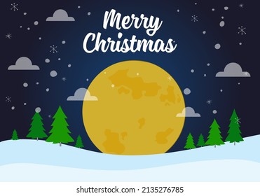 merry christmas vector design with big moon as point of interest