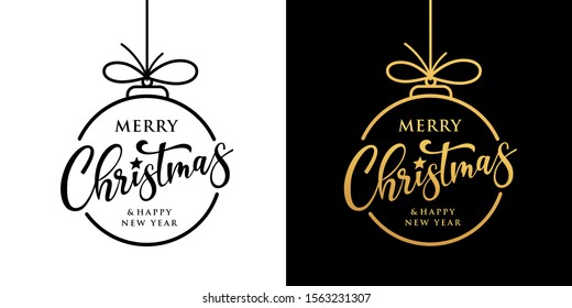 Merry christmas vector design black and gold collection on black and white background, illustration