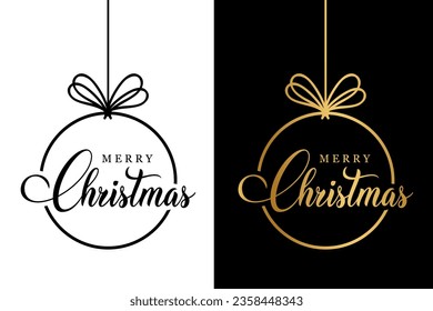 Merry christmas vector design black and gold color on black and white background illustration.